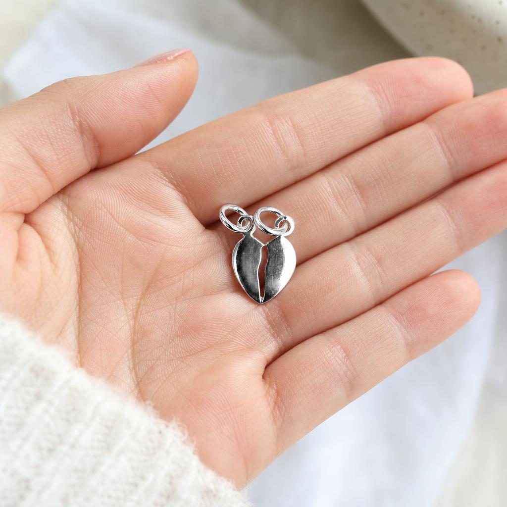 Pandantiv din Argint 925 Inima Doua Jumatati, 1.1g, 1 cm x 1 cm
