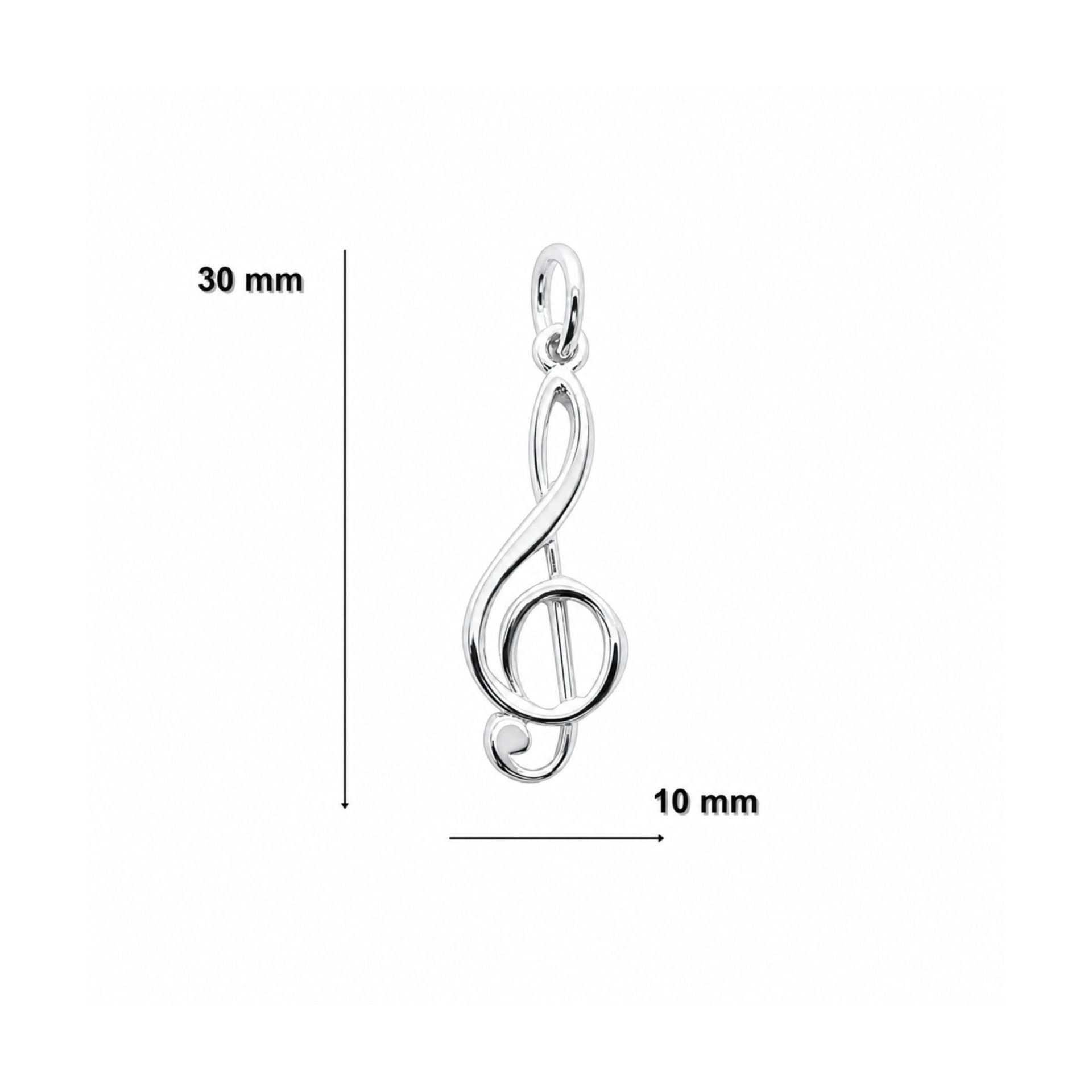 Pandantiv pentru Lanț din Argint 925, Model Cheia Sol, Design Decupat, Finisaj Lucios, 1.3 g, 30x10 mm, Argintiu