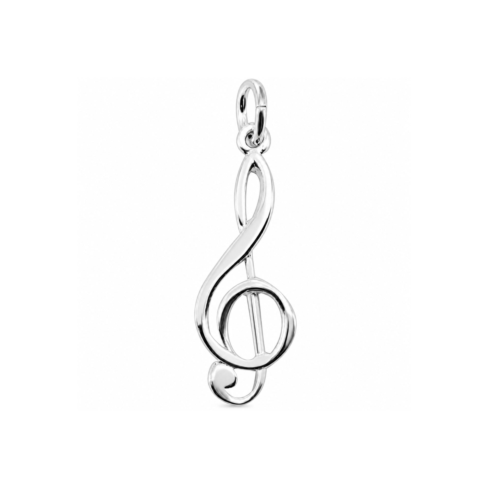 Pandantiv pentru Lanț din Argint 925, Model Cheia Sol, Design Decupat, Finisaj Lucios, 1.3 g, 30x10 mm, Argintiu