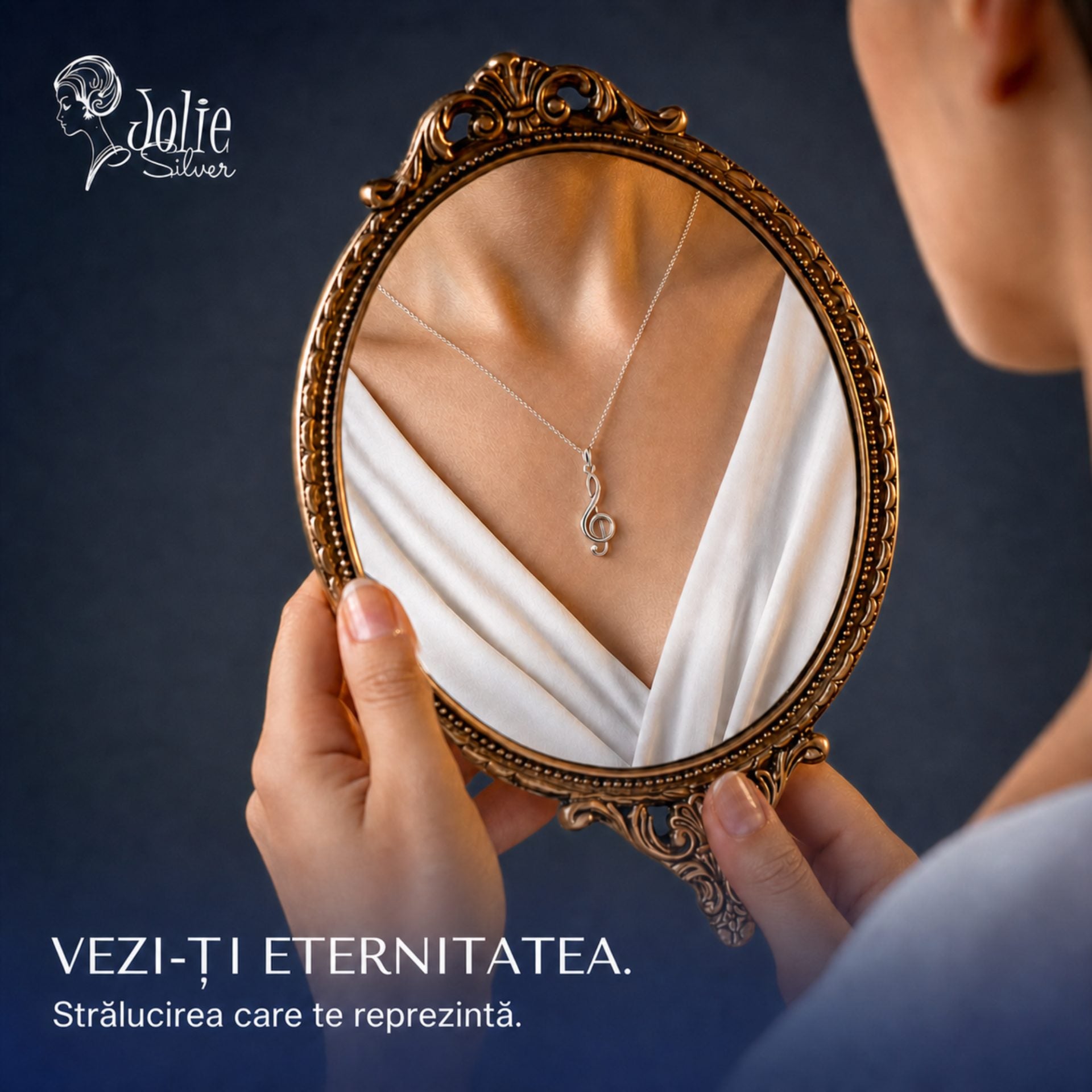 Pandantiv pentru Lanț din Argint 925, Model Cheia Sol, Design Decupat, Finisaj Lucios, 1.3 g, 30x10 mm, Argintiu