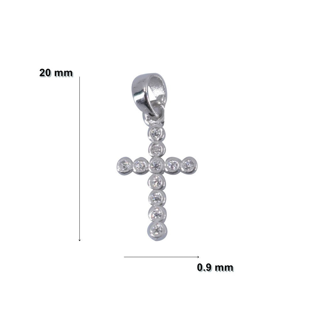 Pandantiv din Argint 925, Model Cruce cu Zirconii, 20 x 0.9 mm, 0.84 g