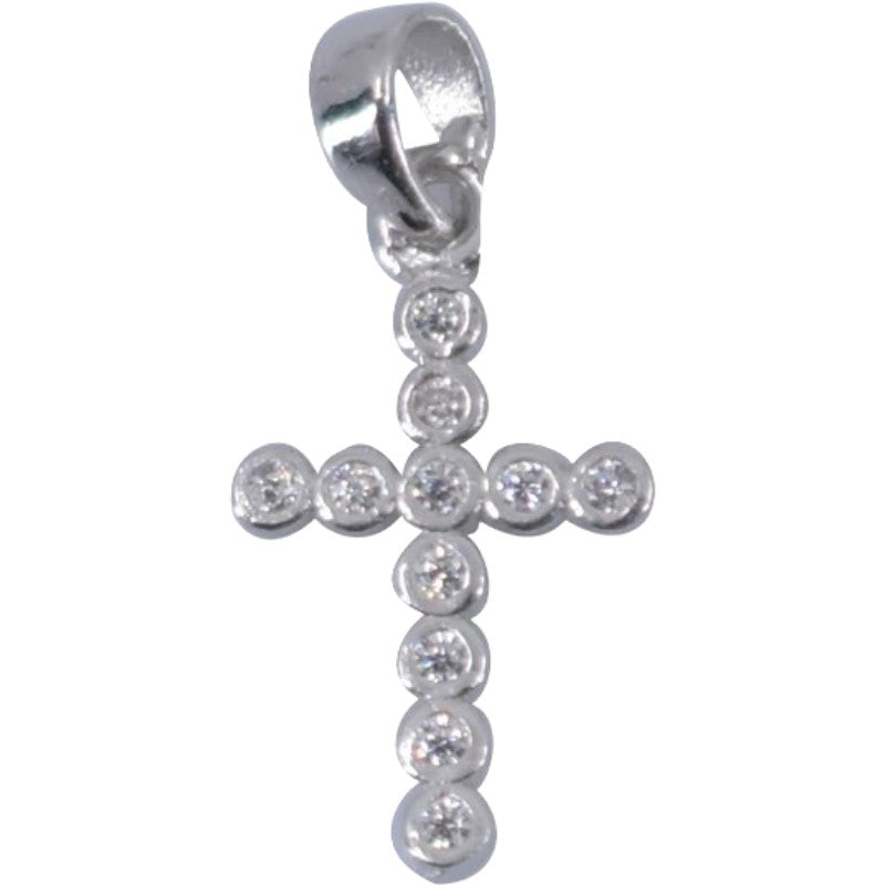 Pandantiv din Argint 925, Model Cruce cu Zirconii, 20 x 0.9 mm, 0.84 g