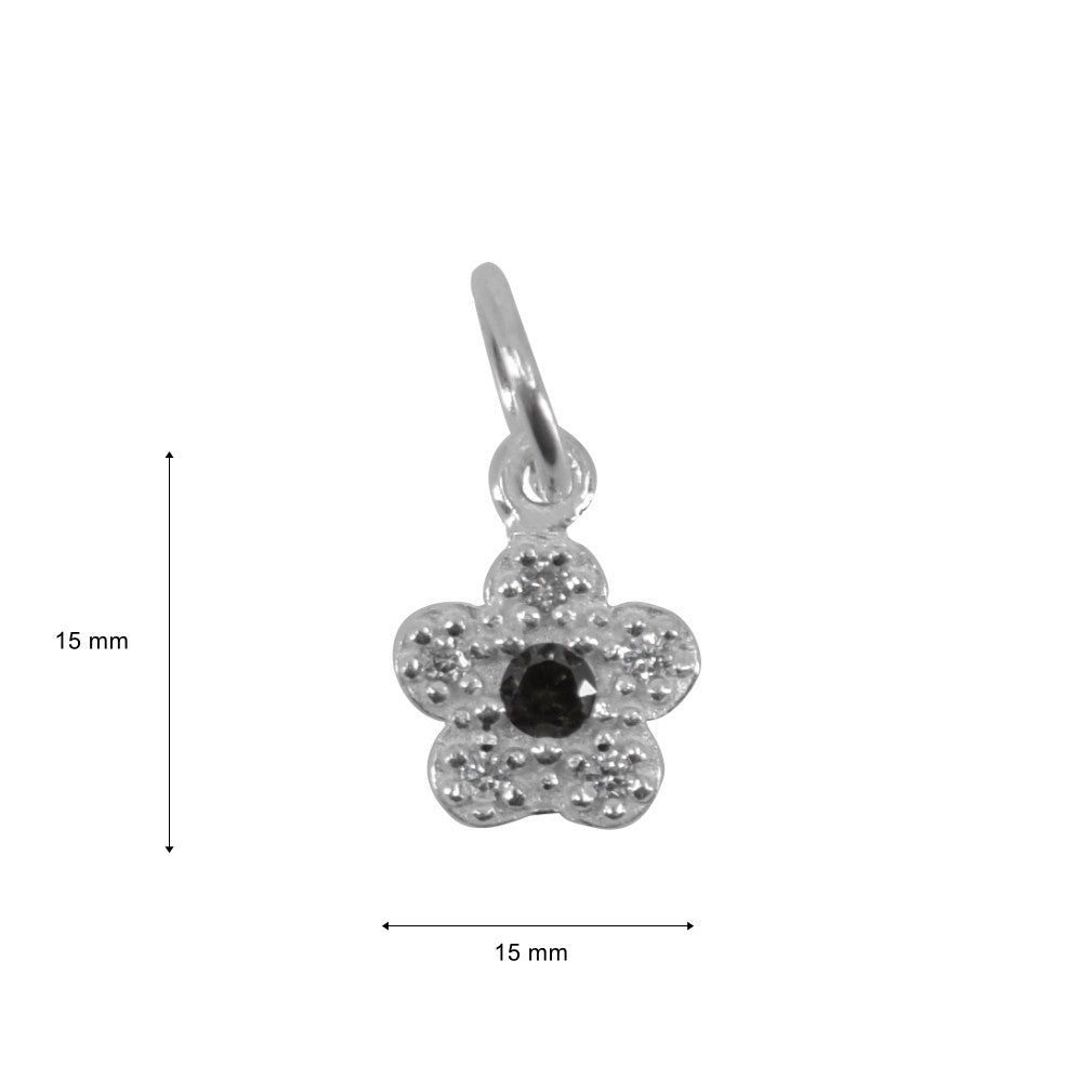 Pandantiv din Argint 925, Model Floare Cu Pietre, 0.9 g, 1 x 1 cm, Alb