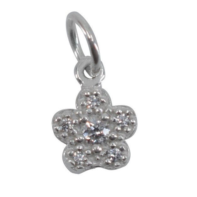 Pandantiv din Argint 925, Model Floare Cu Pietre, 0.9 g, 1 x 1 cm, Alb