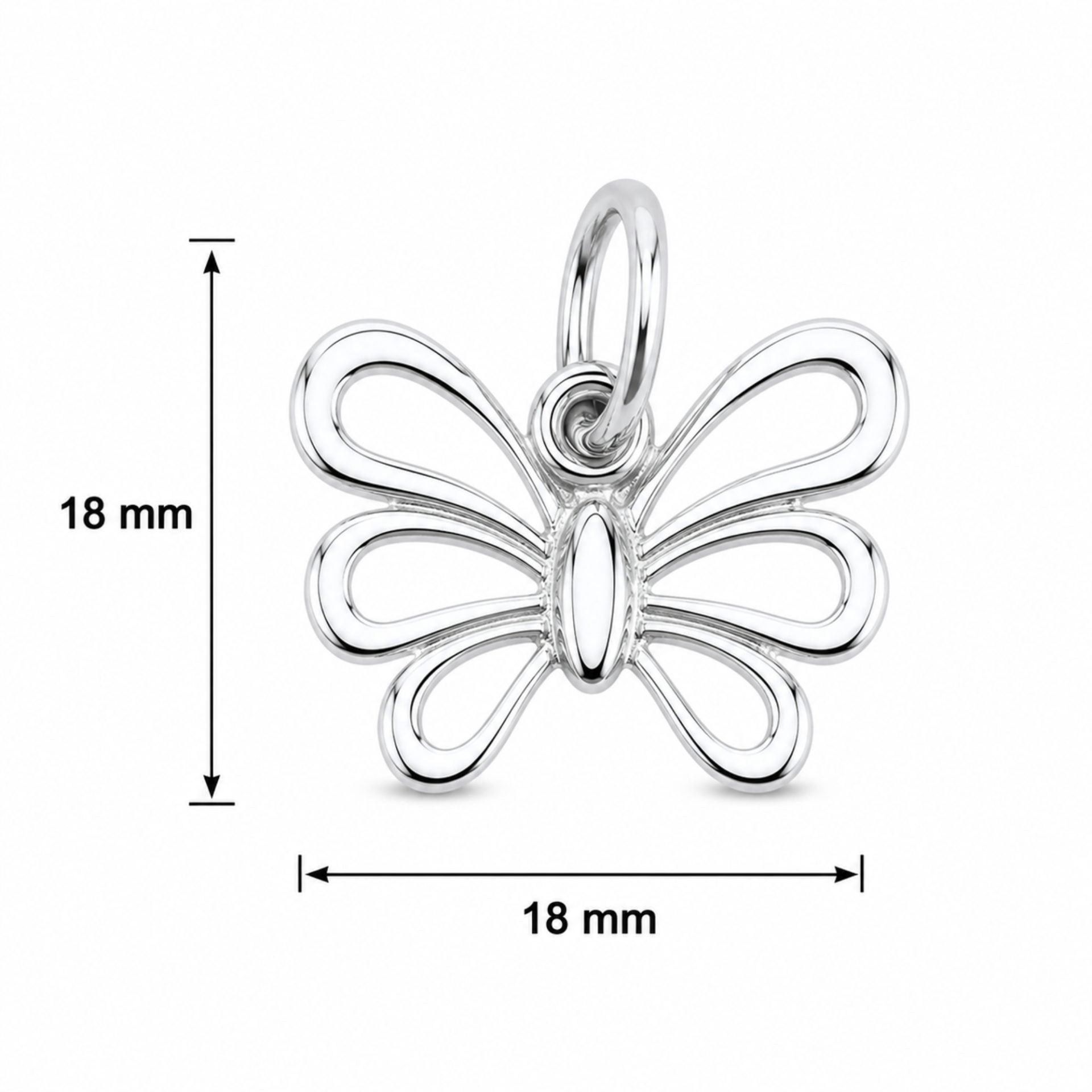 Pandantiv din Argint 925, Model Fluture, Bijuterie Decorativa cu Design Elegant, 18x18 mm, Greutate 0.8 g, Argintiu