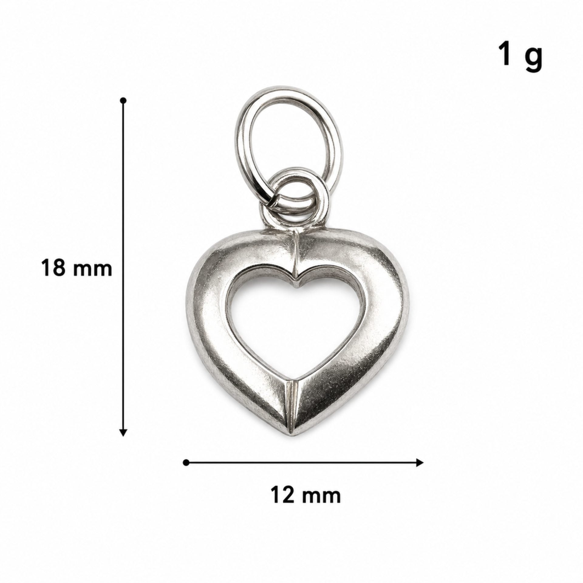 Pandantiv din Argint 925, Model Inima Conturata, Design Delicat, 18x12 mm, Greutate 0.9 g, Argintiu