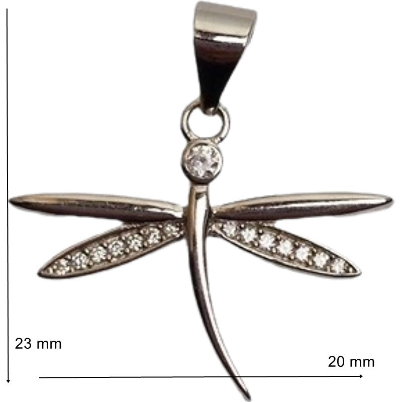 Pandantiv din Argint 925, Model Libelula cu Zirconii, 23 x 20 mm, 1.8 g