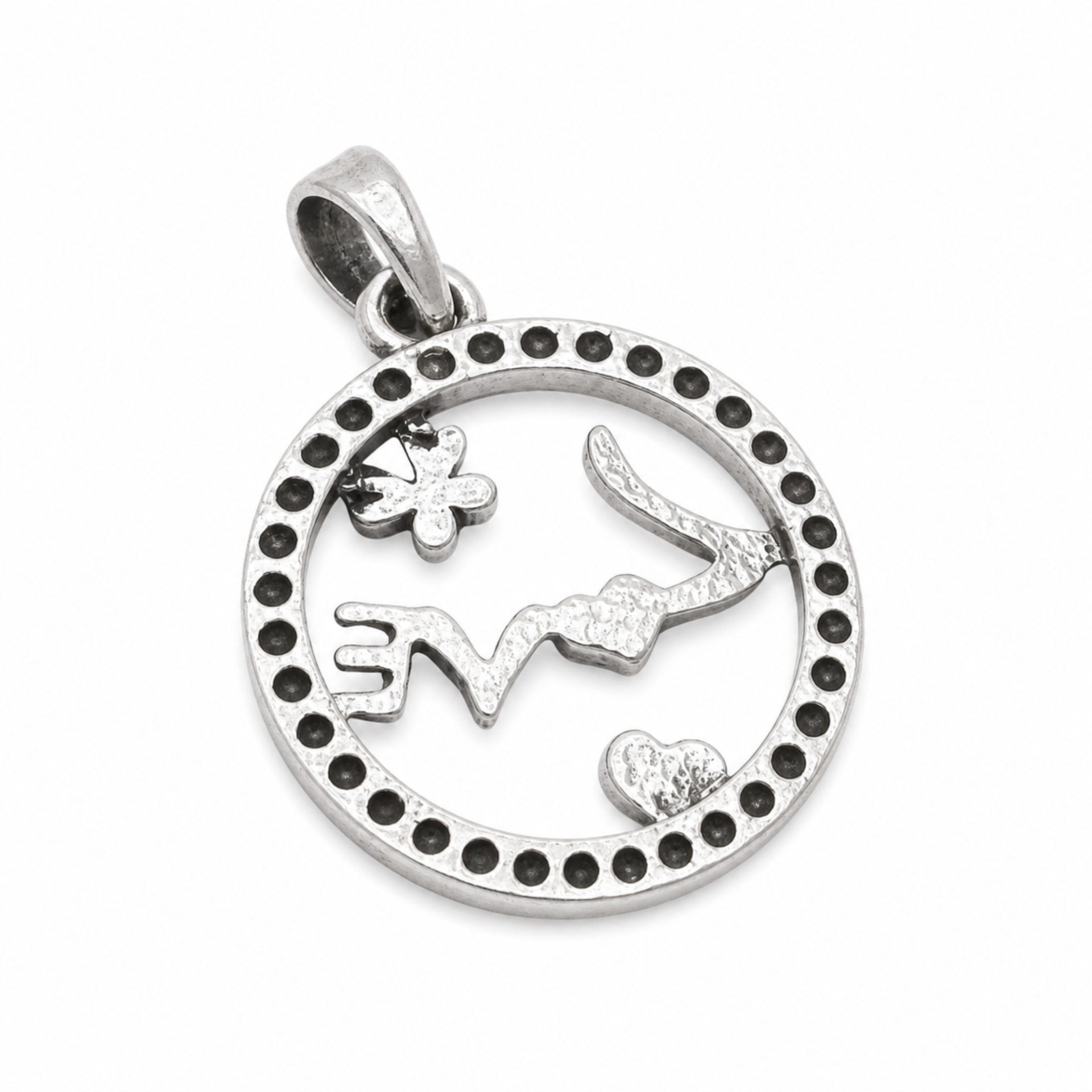Pandantiv din Argint 925, Model Love cu Inima si Fluture, Design Romantic, 15x15 mm, Greutate 1.1 g, Argintiu