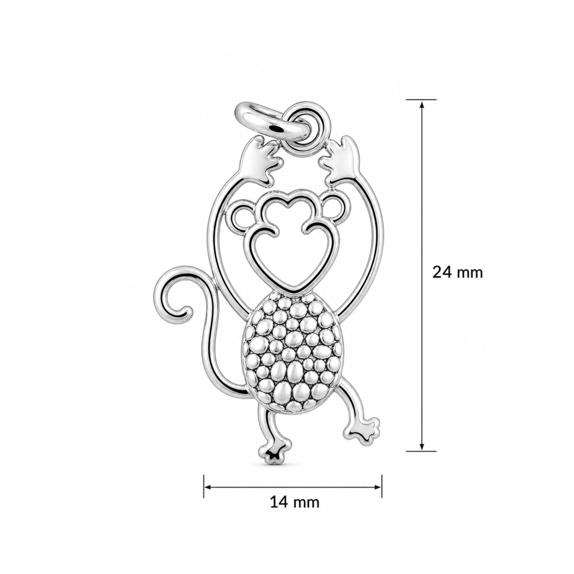 Pandantiv din Argint 925, Model Maimuta, 25 x 14 mm, 1.2 g