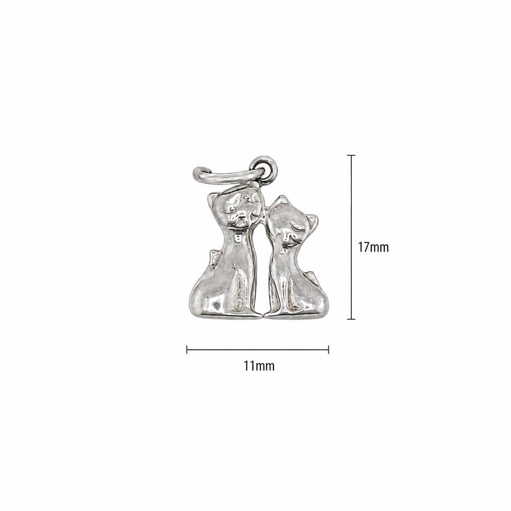 Pandantiv din Argint 925, Model Pisicute, 17 x 11 mm, 0.8 g