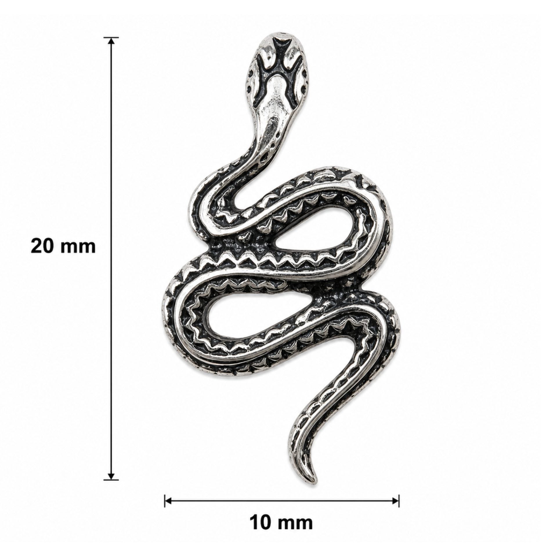 Pandantiv din Argint 925, Model Sarpe, Design Conturat, 20x10 mm, Greutate 1 g, Argintiu
