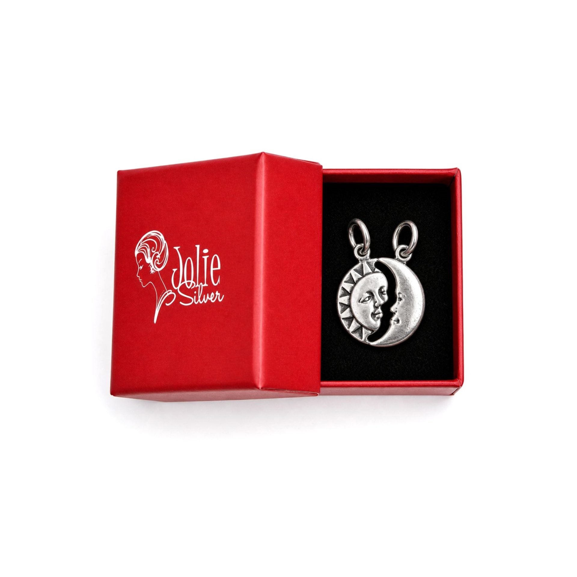 Pandantiv din Argint 925, Model Soare si Luna, Design Astral, 18x12 mm, Greutate 1.4 g, Argintiu