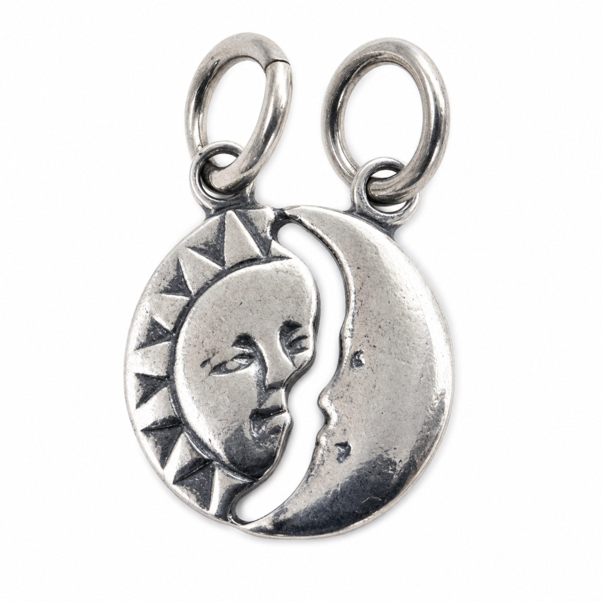 Pandantiv din Argint 925, Model Soare si Luna, Design Astral, 18x12 mm, Greutate 1.4 g, Argintiu