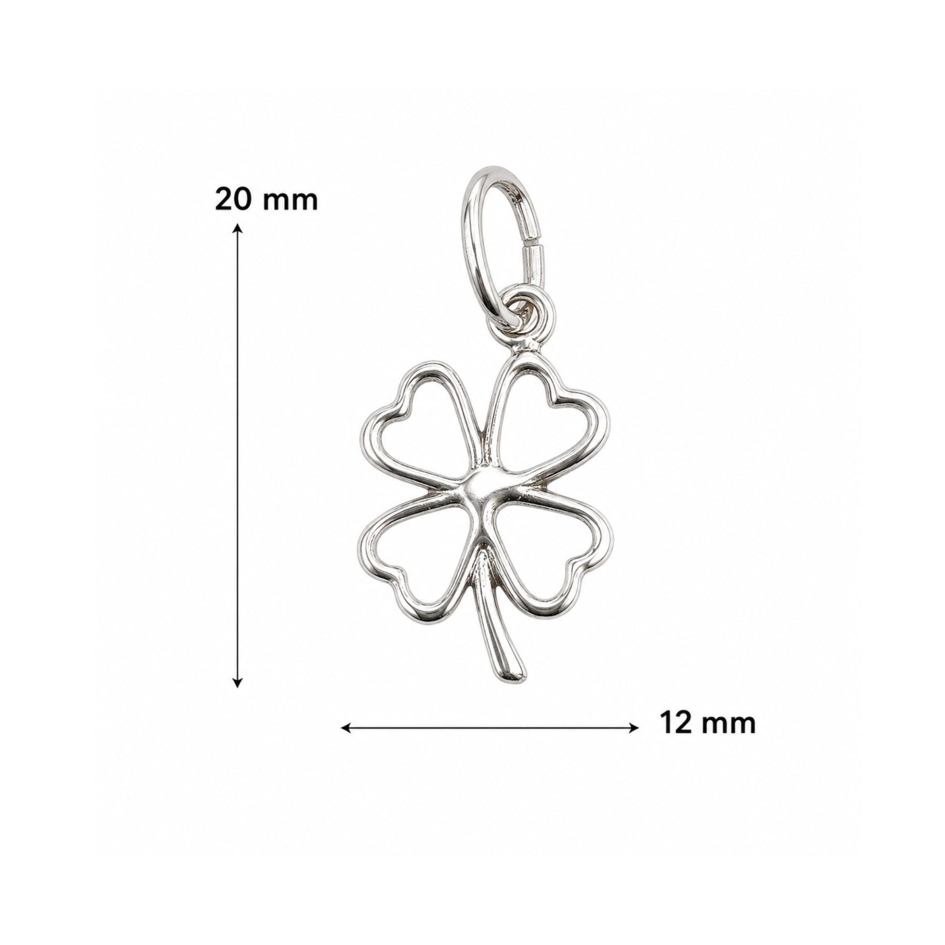 Pandantiv din Argint 925, Model Trifoi Conturat, Design Simbolic, 20x12 mm, Greutate 0.6 g, Argintiu