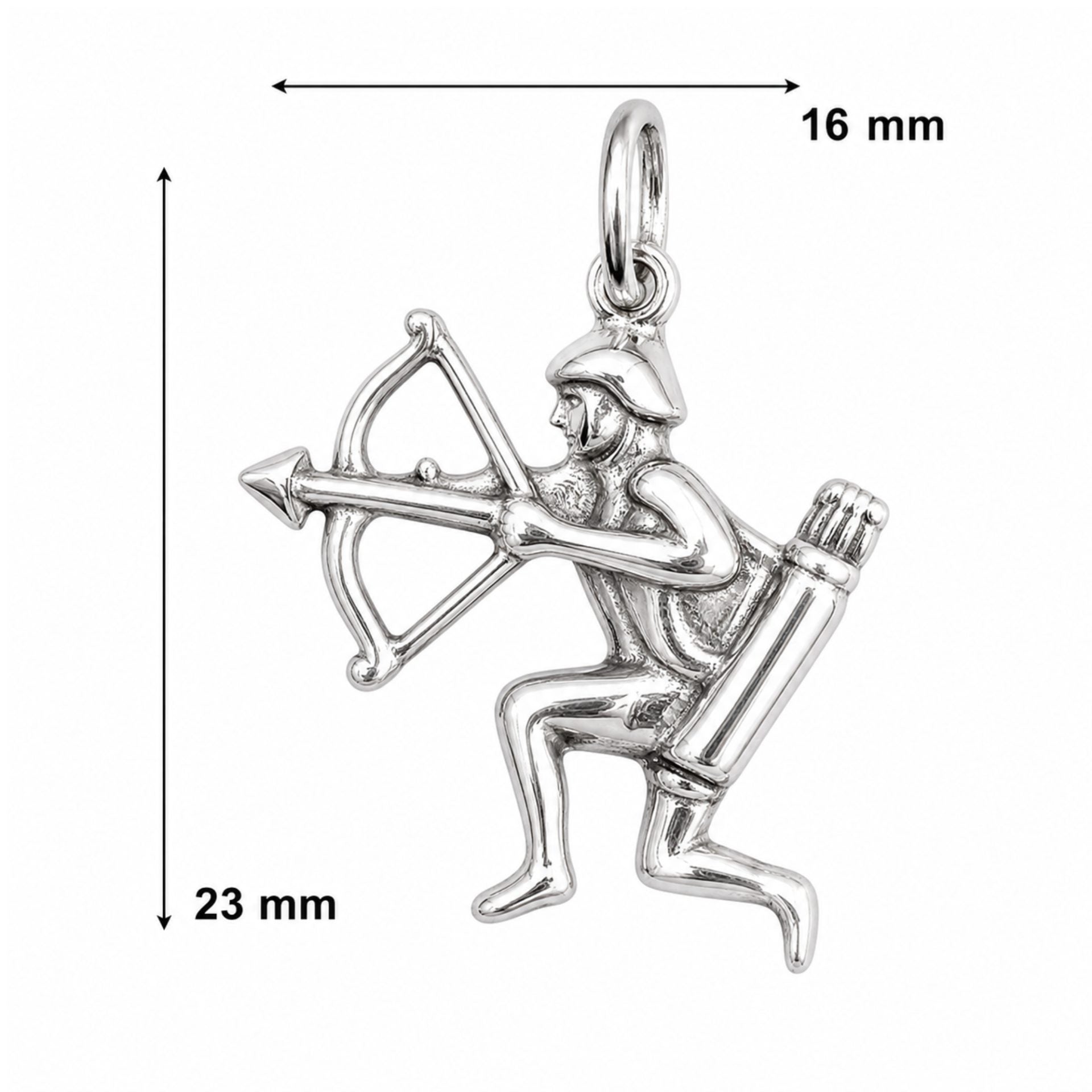 Pandantiv din Argint 925, Model Zodia Sagetator, Design Astrologic, 23x16 mm, Greutate 1 g, Argintiu