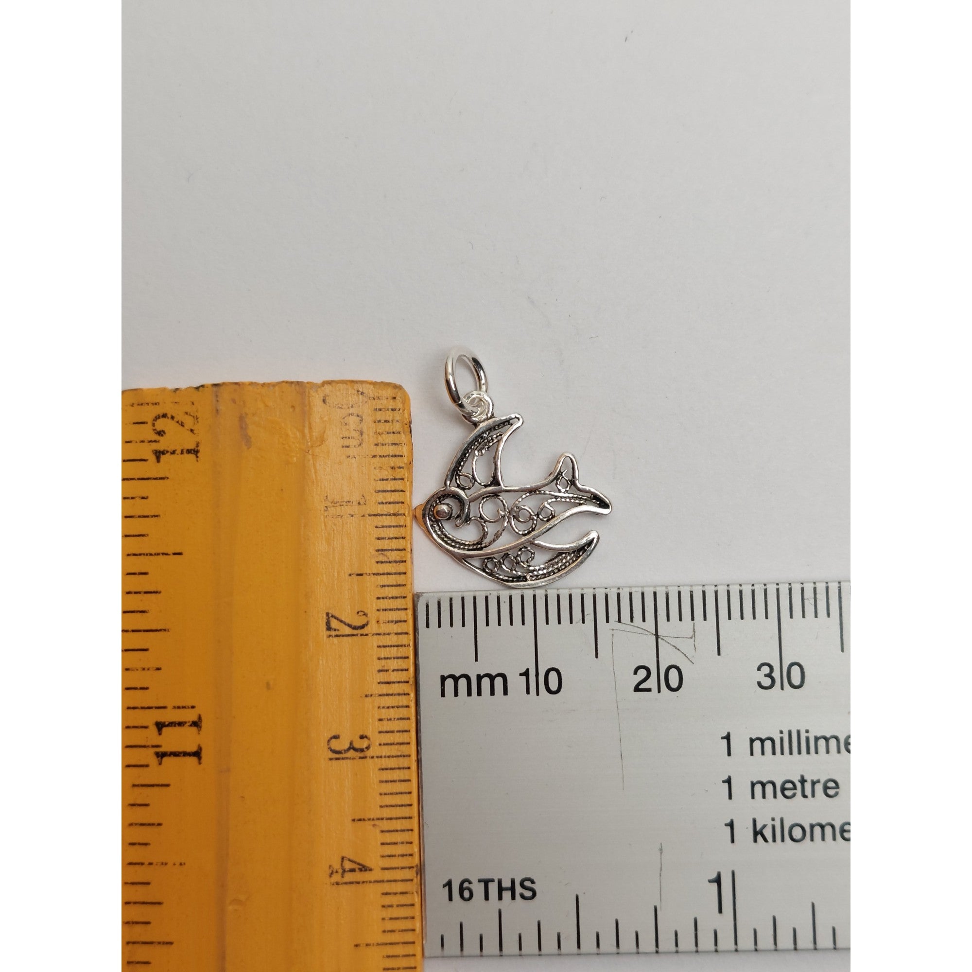 Pandantiv, Argint 925, Model Randunica Filigran, 0.8 G, 1.7 x 1.7 Cm