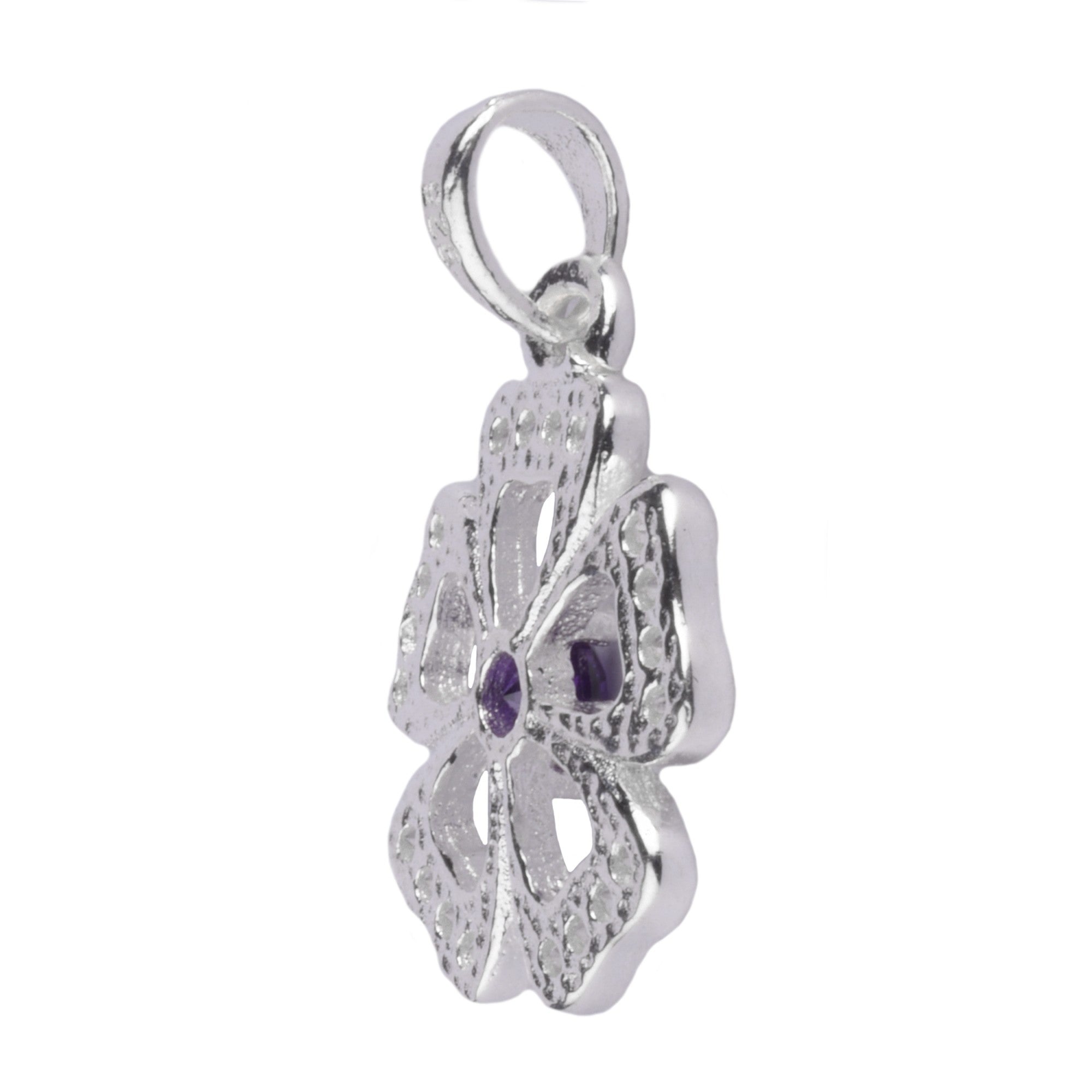 Pandantiv Floare cu Pietre, Argint 925, 0.93 g, 1.8 cm x 1.2 cm
