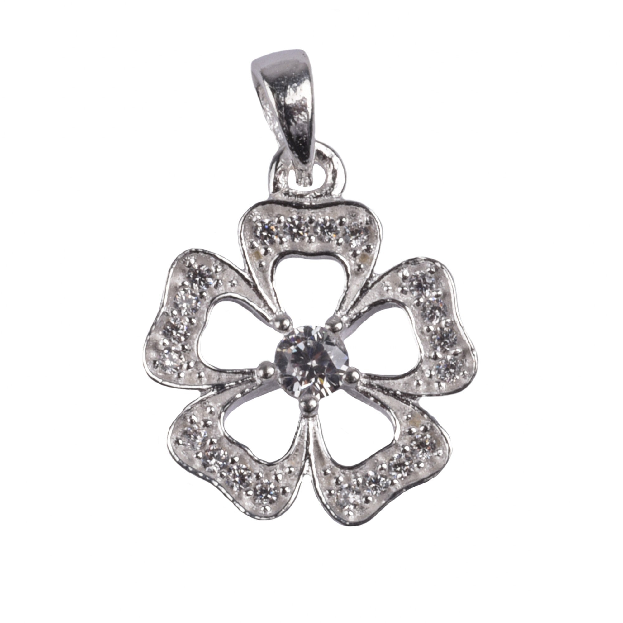 Pandantiv Floare cu Pietre, Argint 925, 0.93 g, 1.8 cm x 1.2 cm