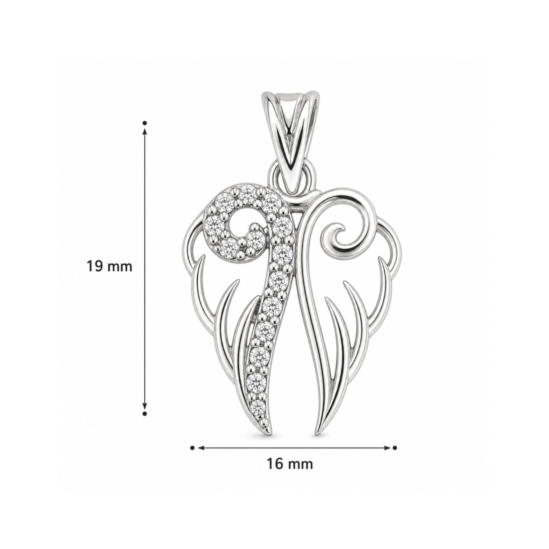 Pandantiv, Argint 925, Model 2 Aripi cu Zirconii, 19 x 16 mm, 1.7 g