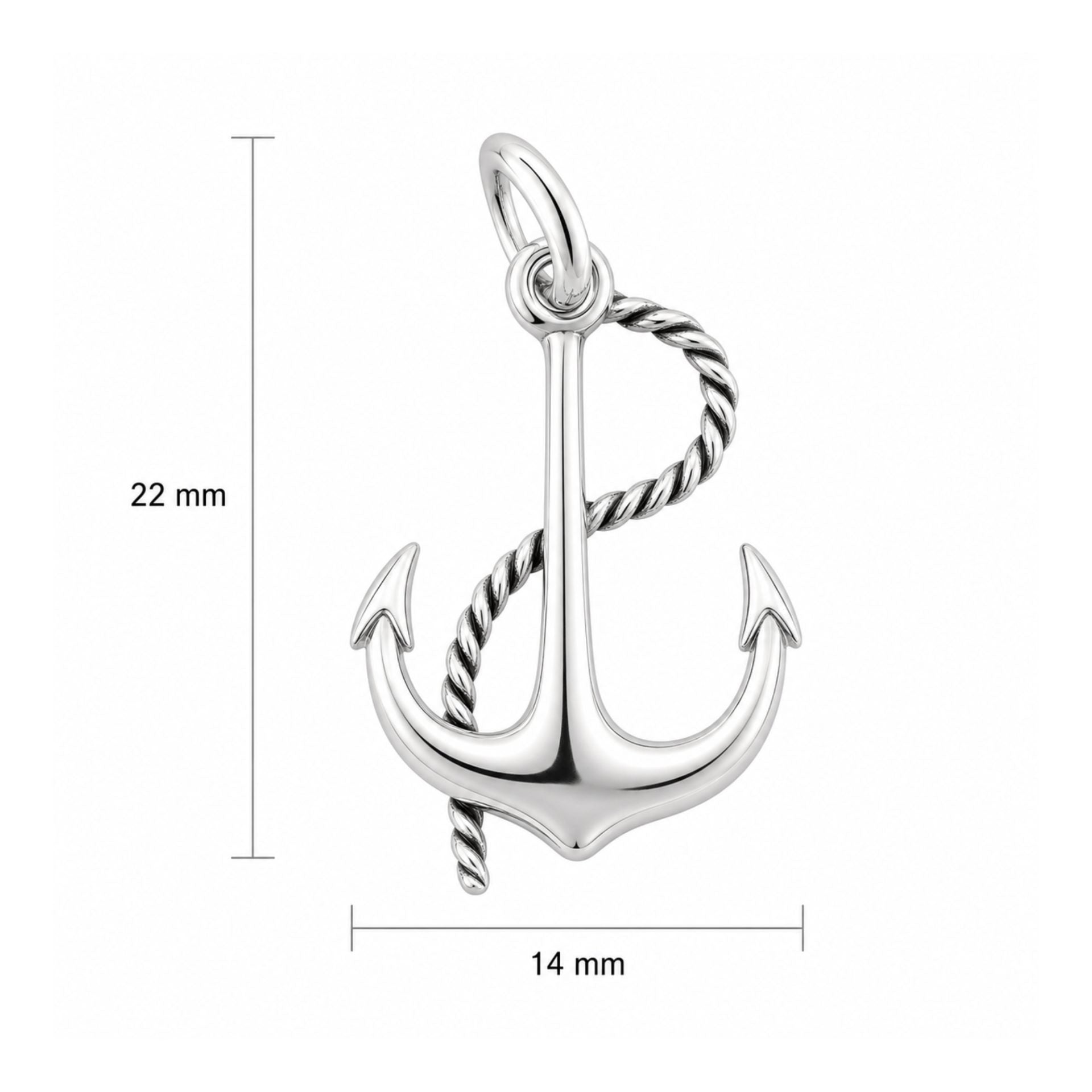 Pandantiv, Argint 925, Model Ancora, 22 x 14 mm, 0.8 g