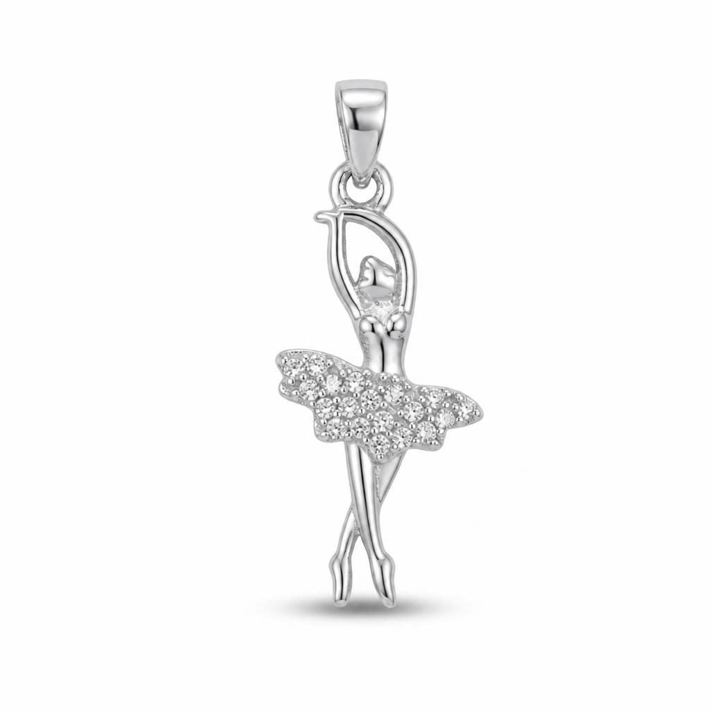 Pandantiv, Argint 925, Model Balerina cu Zirconii, 27 x 10 mm, 1.1 g
