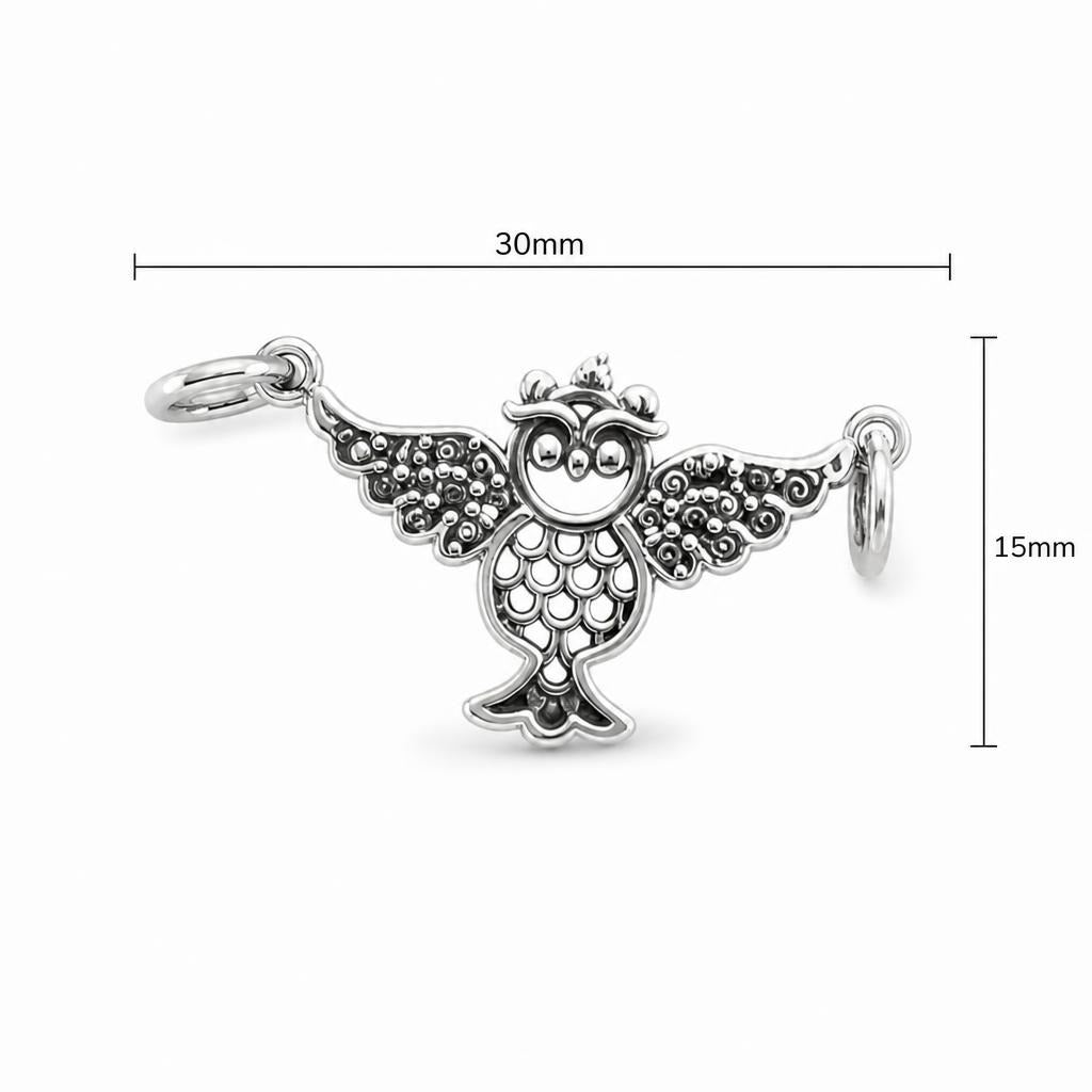 Pandantiv, Argint 925, Model Bufnita Patinata, 30 x 15 mm, 2.4 g