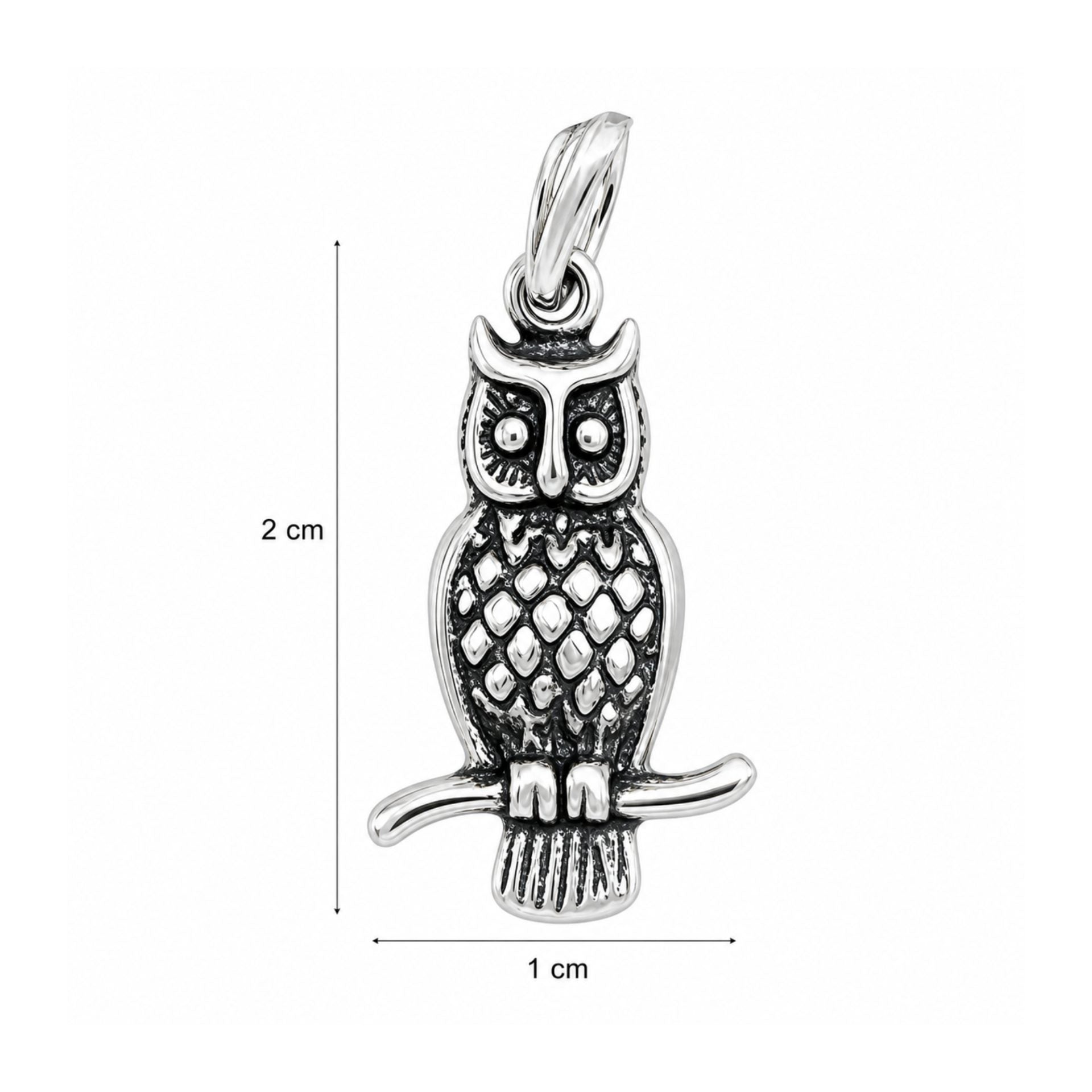 Pandantiv, Argint 925, Model Bufnita Pe Creanga, 1.5 g, 2 x 1 cm