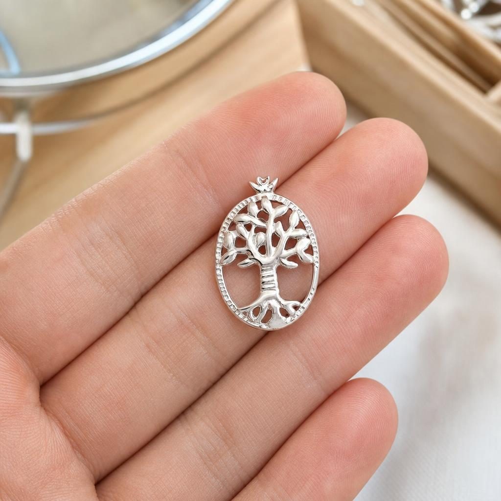 Pandantiv, Argint 925, Model Copacul Vietii Rodiat, 22 x 11 mm, 0.8 g