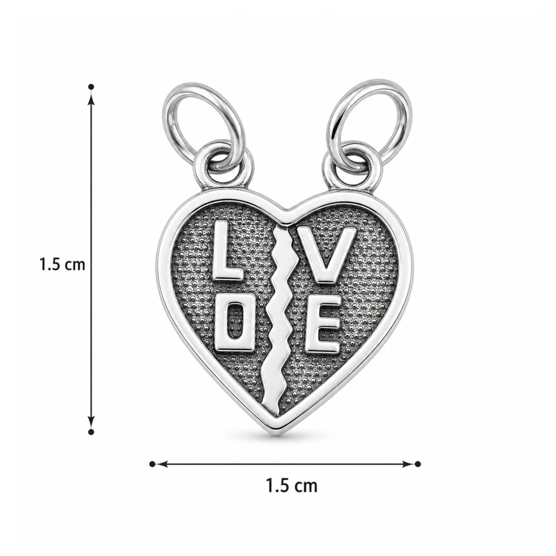 Pandantiv, Argint 925, Model Doua Jumatati Love, 1.1 g, 1.5 x 1.5 cm