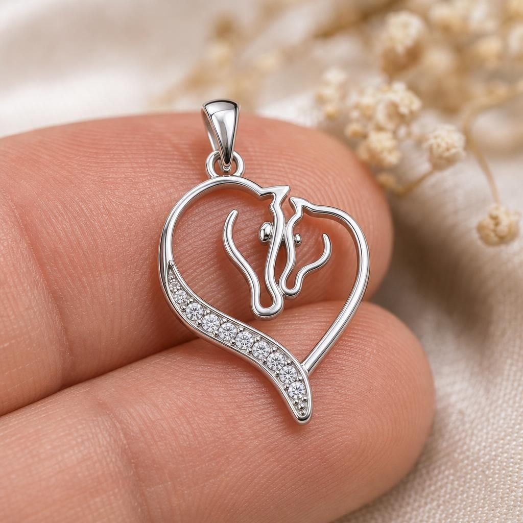 Pandantiv, Argint 925, Model Horses in Love, 16 x 20 mm, 1.5 g