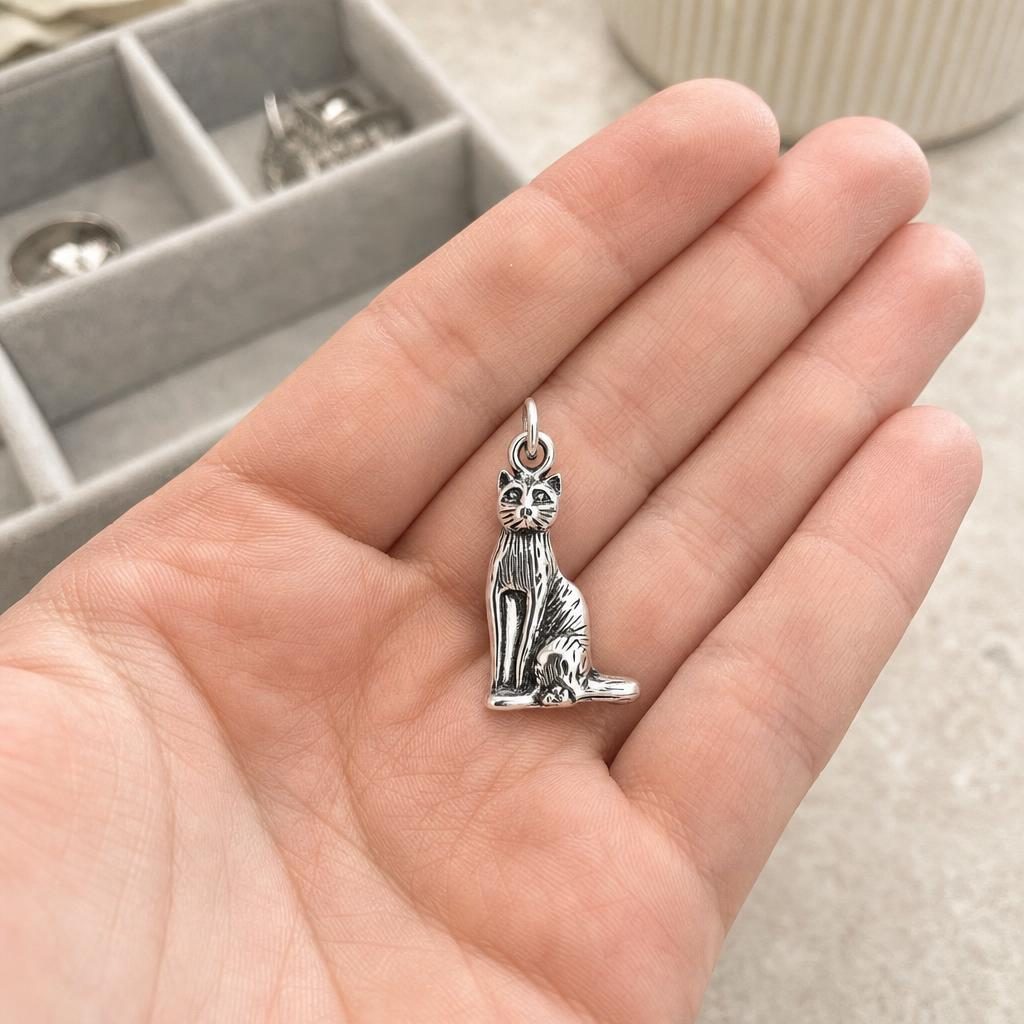 Pandantiv, Argint 925, Model Pisica, 0.8 G, 2.2 x 1 Cm