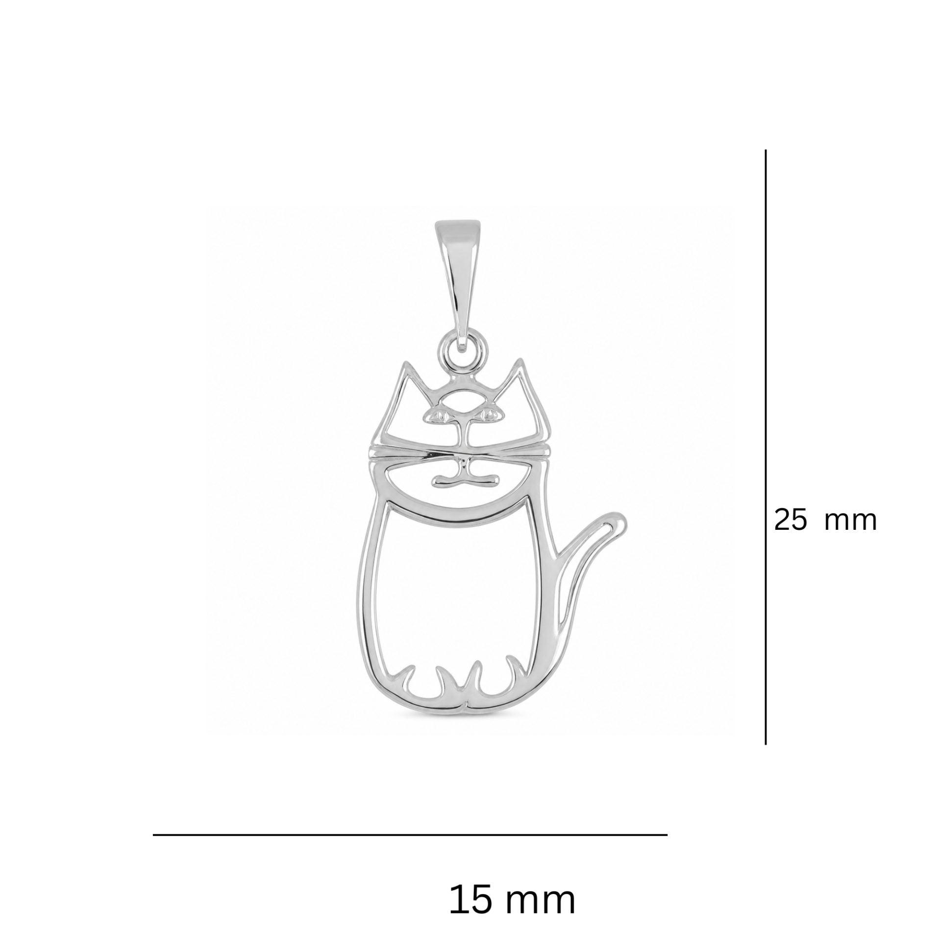 Pandantiv, Argint 925, Model Pisica, 1.9 g, 25x15 mm