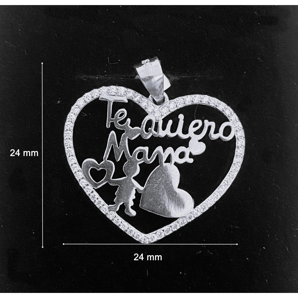 Pandantiv, Argint 925, Model Te Quiero Mama, 24 x 24 mm, 1.7 g