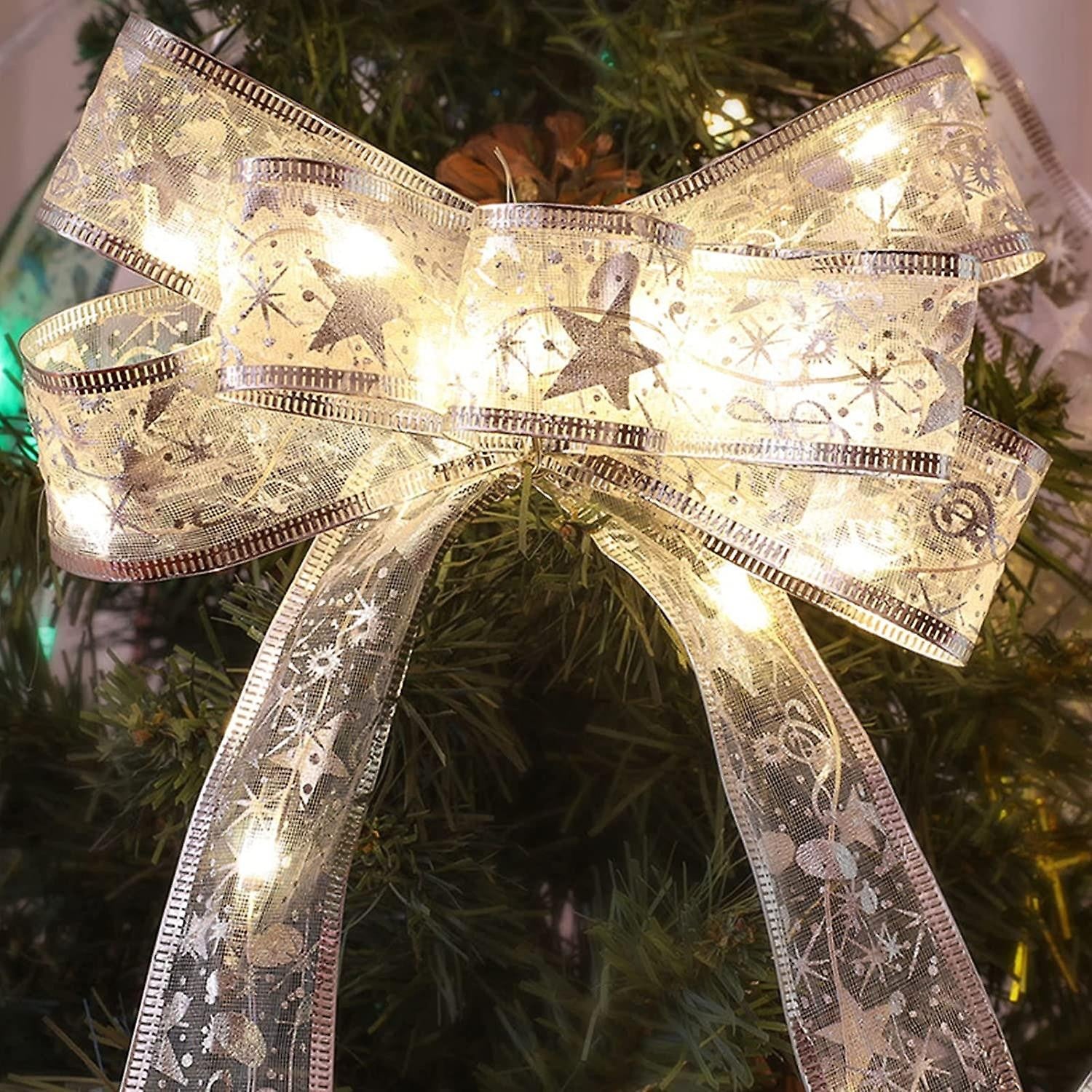 Panglică LED de Crăciun Aurie, lungime 10 m, 100 LED-uri, Baterii, Alb cald