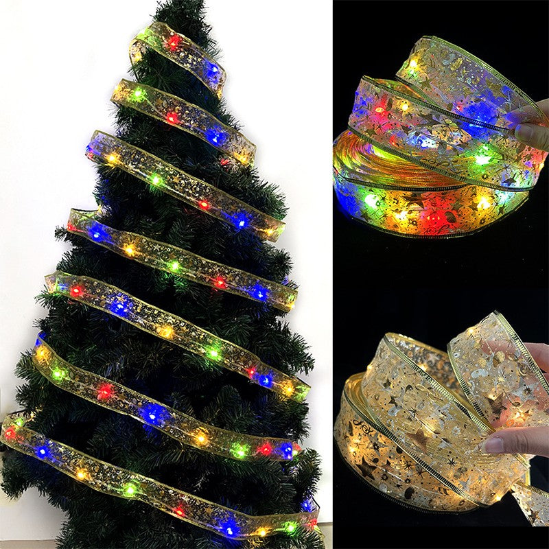 Panglică LED de Crăciun Aurie, lungime 5 m, 50 LED-uri, Multicolor