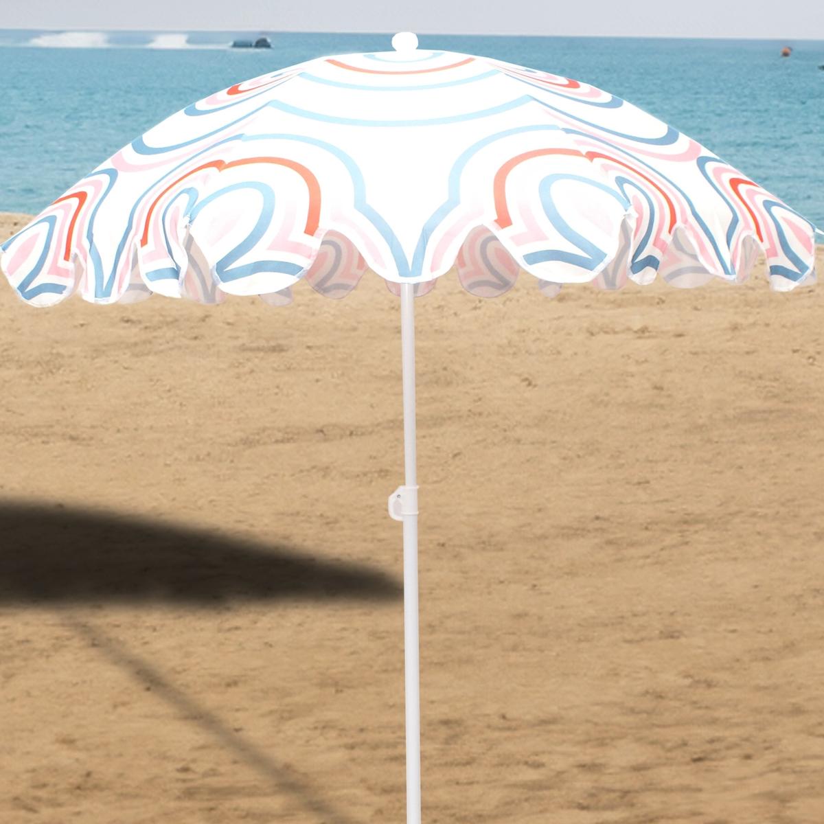 Umbrela de plaja 160 cm cu structura metalica, inclinare reglabila, husa transport, multicolor