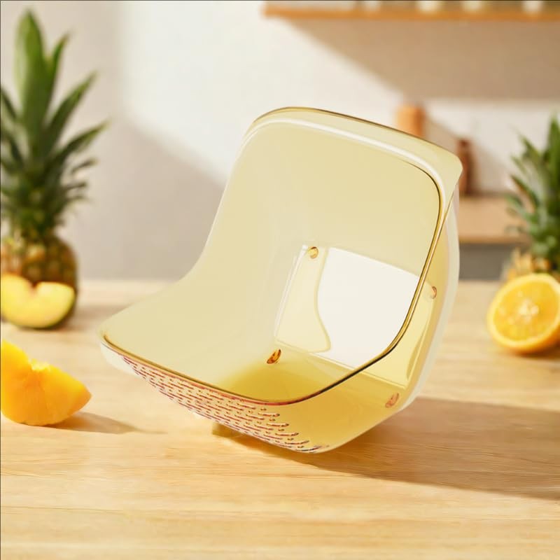 Cos de Spalat Legume/Fructe, cu Scurgere Apa, din PET, 15.5 x 18.6 x 16.2 cm, Galben