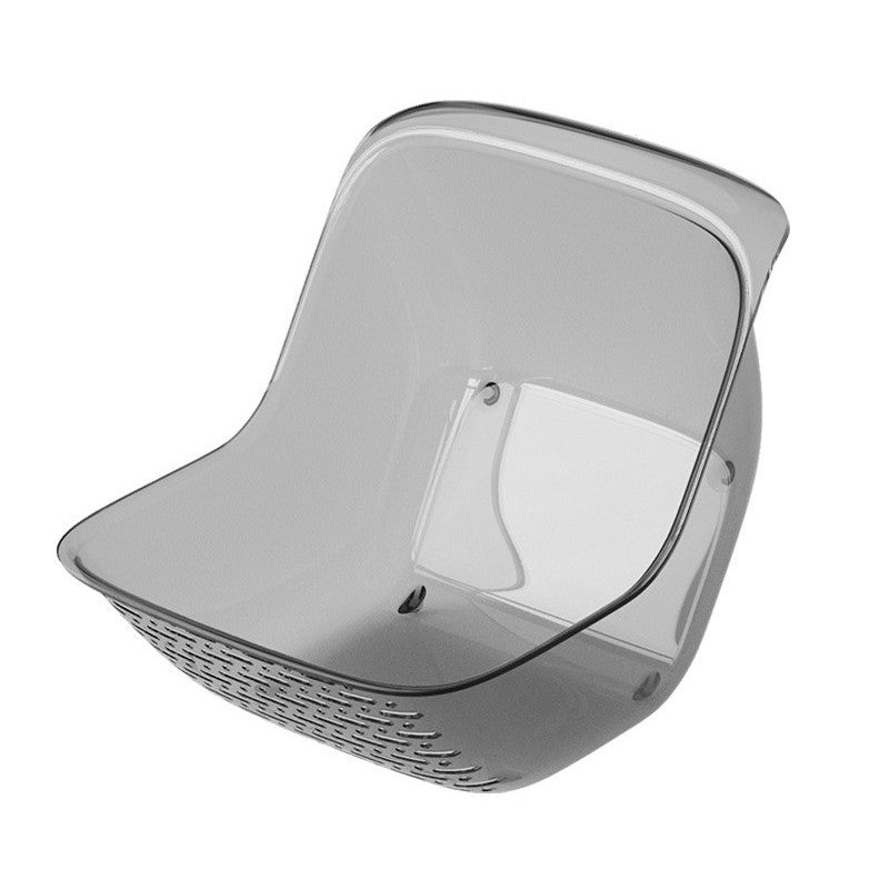 Cos de Spalat Legume/Fructe, cu Scurgere Apa, din PET, 15.5 x 18.6 x 16.2 cm, Gri