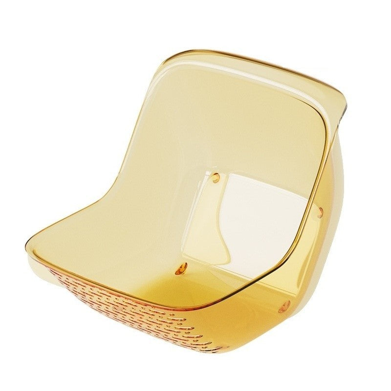 Cos de Spalat Legume/Fructe, cu Scurgere Apa, din PET, 15.5 x 18.6 x 16.2 cm, Galben