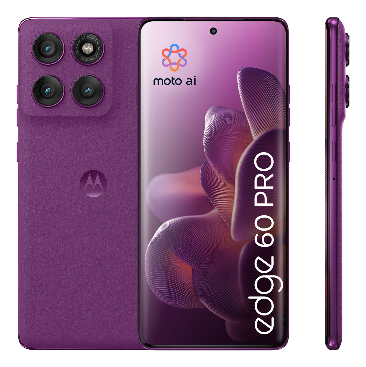 Edge 60 Pro, OLED, 512GB, 12GB RAM, Dual SIM, 5G, 3x 50MP AI Cam, Baterie 6000 mAh, incarcare TurboPower 90W, Sparkling Grape 