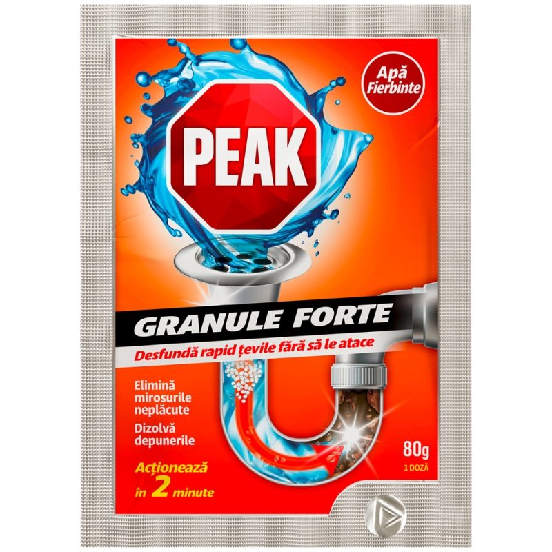 Peak Out Desfundat Chiuveta Granule 80 g Apa Fierbinte