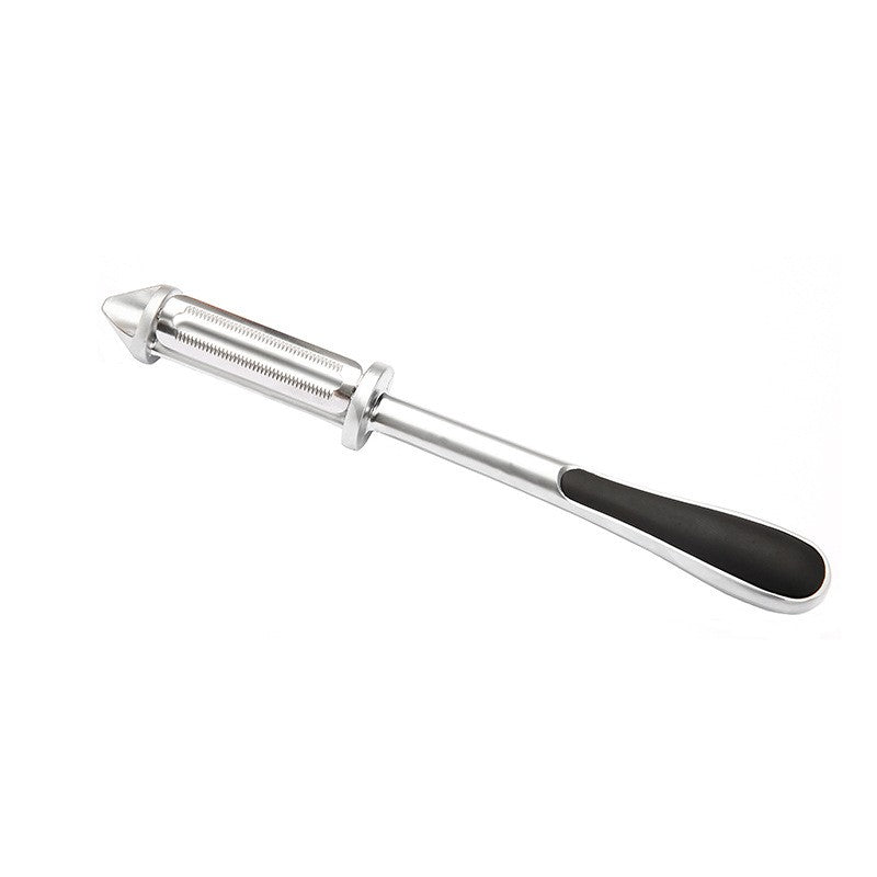 Peeler 2in1 pentru Legume si Fructe, Multifunctional, cu 2 Lame de Curatati si Feliat, Varf Ascutit pentru Gaurit, 18 cm, din Otel Inoxidabil, Argintiu/Negru