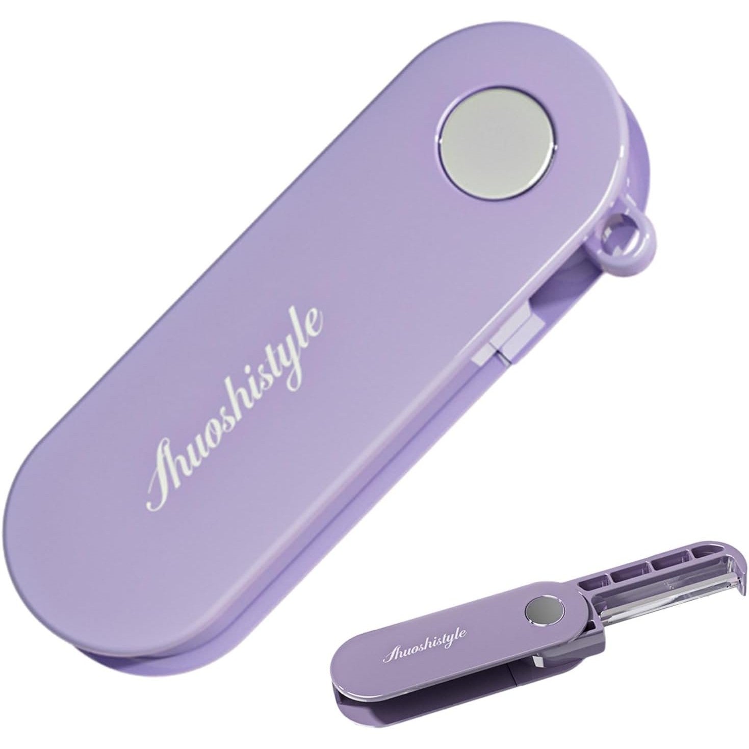 Peeler pentru Legume si Fructe, 3.6 x 9.1 cm, Multifunctional, Curatator Pliabil, din ABS si Otel Inoxidabil, Mov