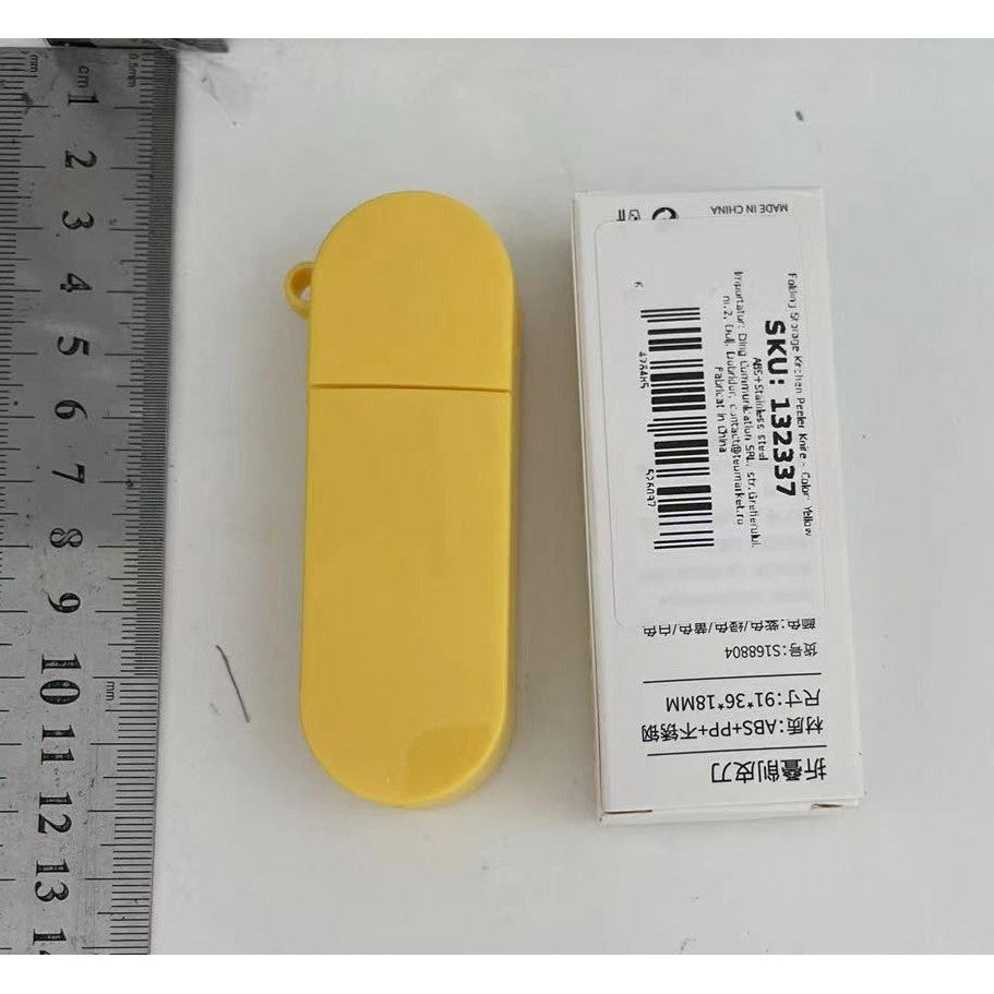 Peeler pentru Legume si Fructe, 3.6 x 9.1 cm, Multifunctional, Curatator Pliabil, din ABS si Otel Inoxidabil, Galben