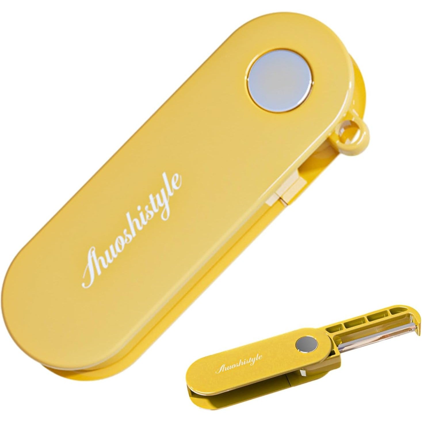 Peeler pentru Legume si Fructe, 3.6 x 9.1 cm, Multifunctional, Curatator Pliabil, din ABS si Otel Inoxidabil, Galben
