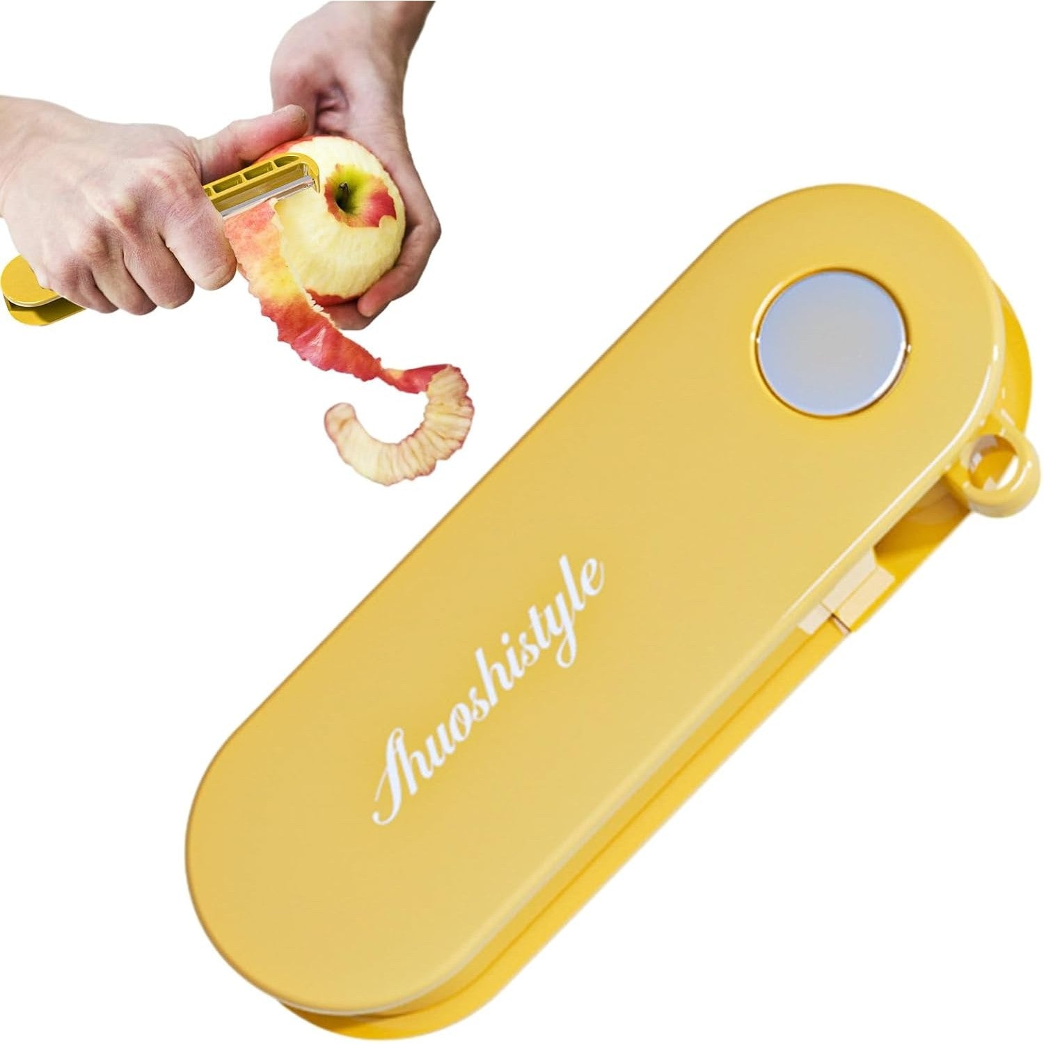 Peeler pentru Legume si Fructe, 3.6 x 9.1 cm, Multifunctional, Curatator Pliabil, din ABS si Otel Inoxidabil, Galben