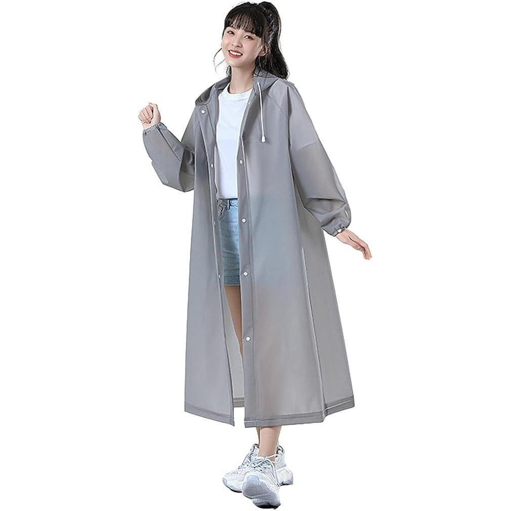 Pelerina de Ploaie, pentru Adulti 150-180 cm, din EVA, Impermeabila, Rezistenta la Vant, Inchidere cu Capse, 140 g, Gri