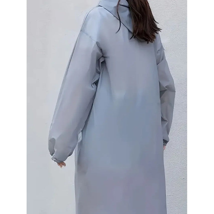 Pelerina de Ploaie, pentru Adulti 150-180 cm, din EVA, Impermeabila, Rezistenta la Vant, Inchidere cu Capse, 140 g, Gri