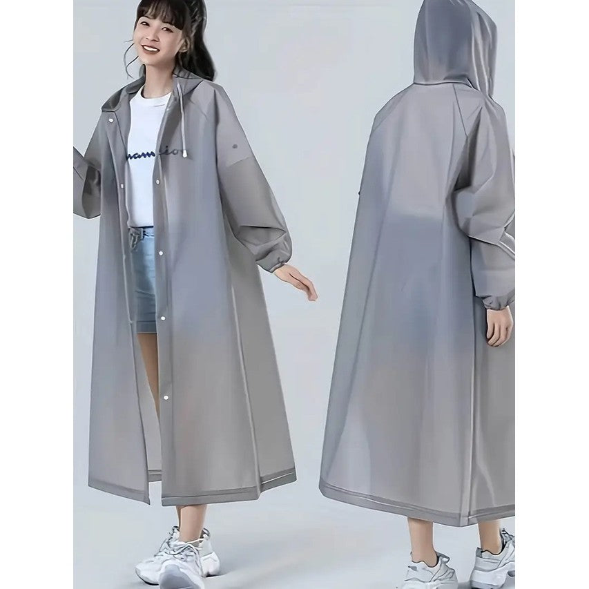 Pelerina de Ploaie, pentru Adulti 150-180 cm, din EVA, Impermeabila, Rezistenta la Vant, Inchidere cu Capse, 140 g, Gri