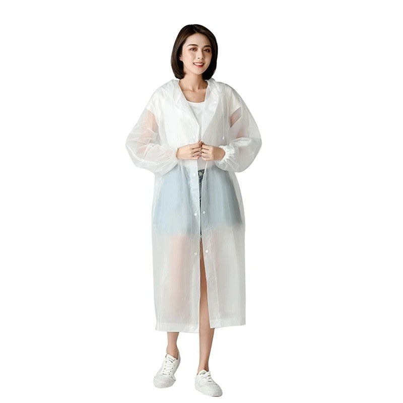 Pelerina de Ploaie, pentru Adulti 150-180 cm, din EVA, Impermeabila, Rezistenta la Vant, Inchidere cu Capse, 140 g, Alb
